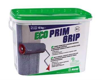 Mapei Eco Prim Grip Plus 10 kg. brugsklar primer til indendørs og udendørs brug på gulve og vægge.